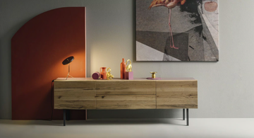 TWINS - Contemporary style wooden sideboard with mirrored door with drawers by Devina Nais - view 3